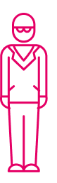 Pink outline graphic of a man in a suit