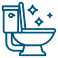Blue outline graphic of toilet