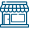 Blue outline graphic of shop frontage