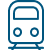 Blue outline graphic of front of train