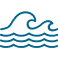Blue outline graphic of waves