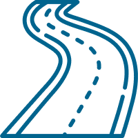 Blue outline graphic of motorway