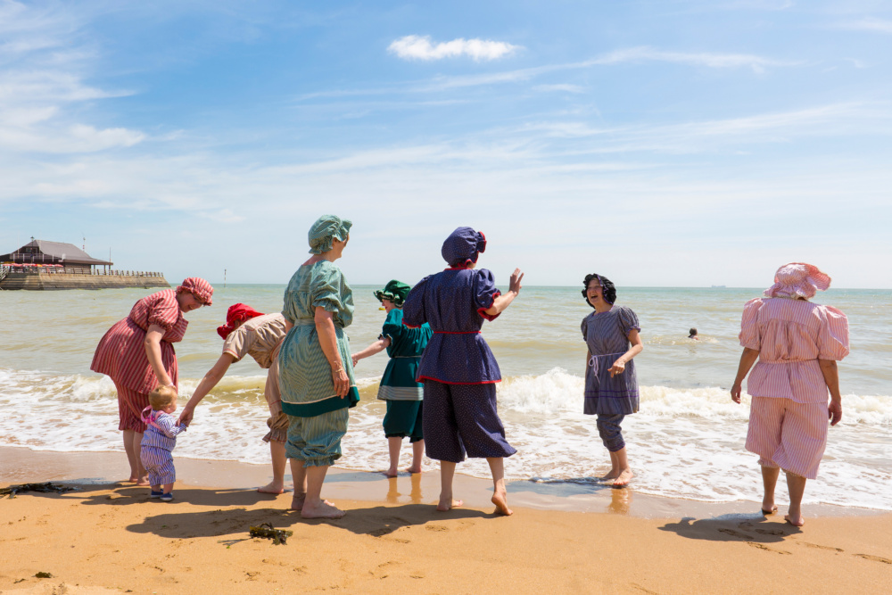 Dickensian-bathers-at-waters-edge-Viking-Bay.-Credit-@VisitThanet