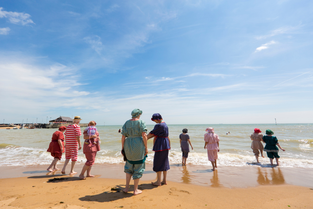 Dickensian-bathers-on-Viking-Bay-Broadstairs.-Credit-@VisitThanet