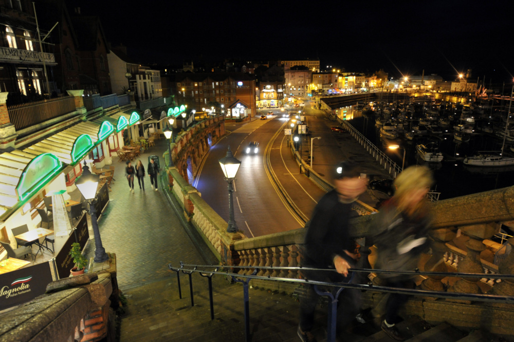 Ramsgate Marina and Arches at night.