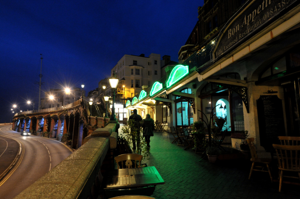 Ramsgate Marina and Arches at night.
