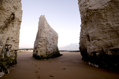 Botany Bay chalk stacks and empty beach. Credit @VisitThanet