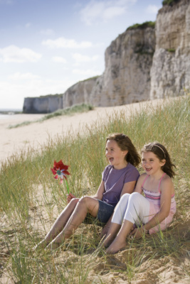 Botany Bay Broadstairs girls with windmill (P). Credit @VisitThanet